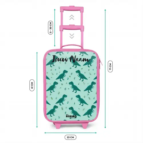 Dinos - Patroon - Groen Kinderkoffer - Roze klein -productfoto_formaten