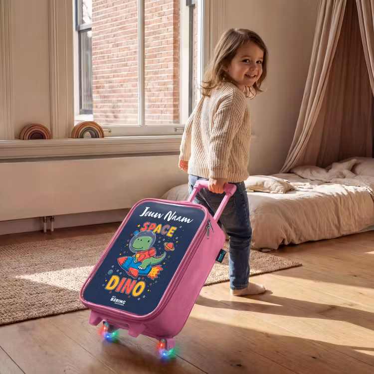 Dinosaurus - Groen - Raket - Sterrenhemel Kinderkoffer - Roze klein -sfeer1