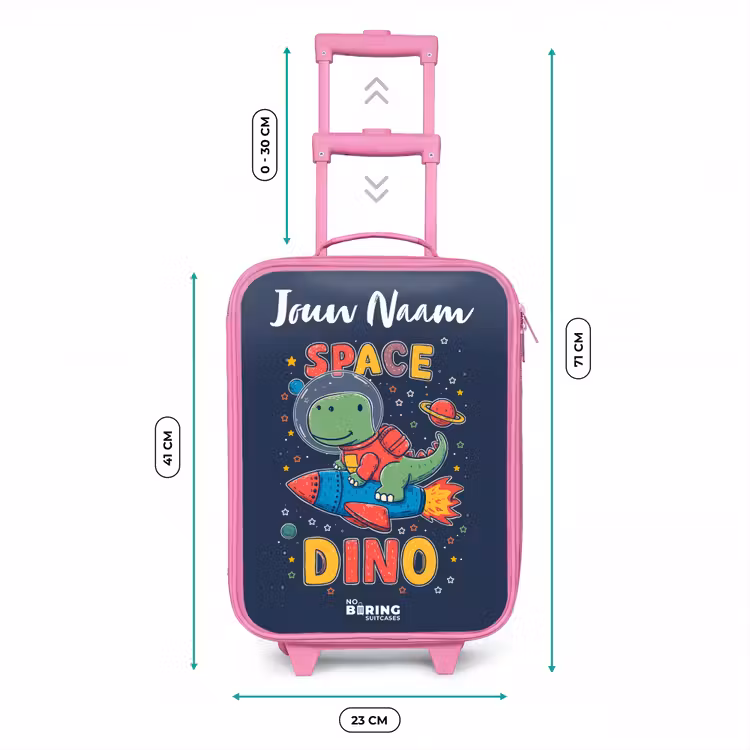 Dinosaurus - Groen - Raket - Sterrenhemel Kinderkoffer - Roze klein -productfoto_formaten