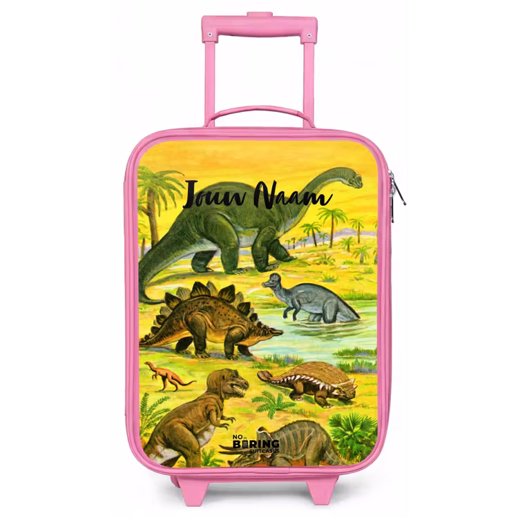 Dinosaurus in Dinosaurusland Kinderkoffer - Roze klein -zz3dotto
