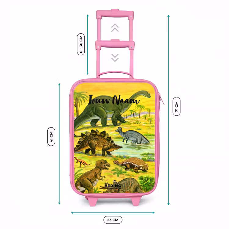 Dinosaurus in Dinosaurusland Kinderkoffer - Roze klein -productfoto_formaten