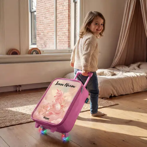 Eenhoorn - Wolken - Roze Kinderkoffer - Roze klein -sfeer1