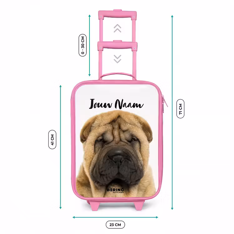 Hondje met Boos Hoofd Kinderkoffer - Roze klein -productfoto_formaten