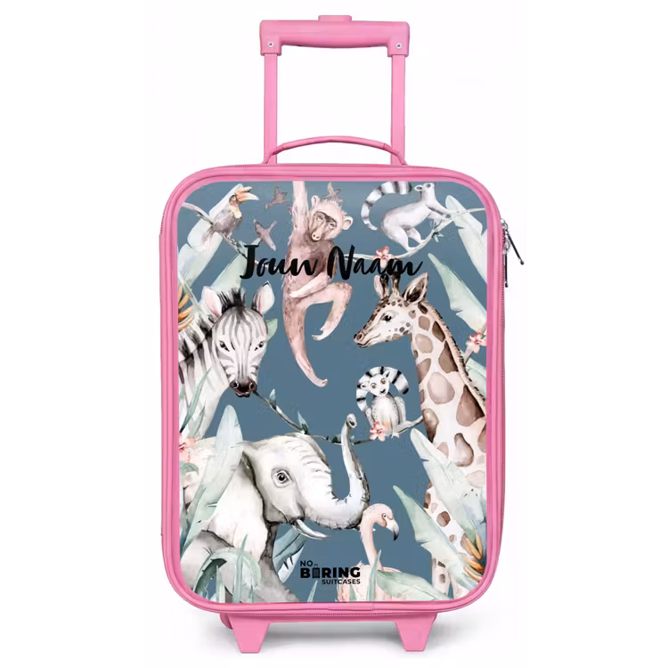 Jungle Dierenfeest Kinderkoffer - Roze klein -zz3dotto