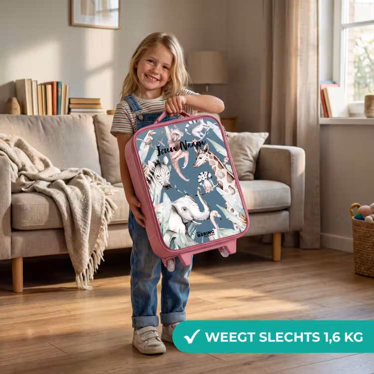 Jungle Dierenfeest Kinderkoffer - Roze klein -sfeer2_NL