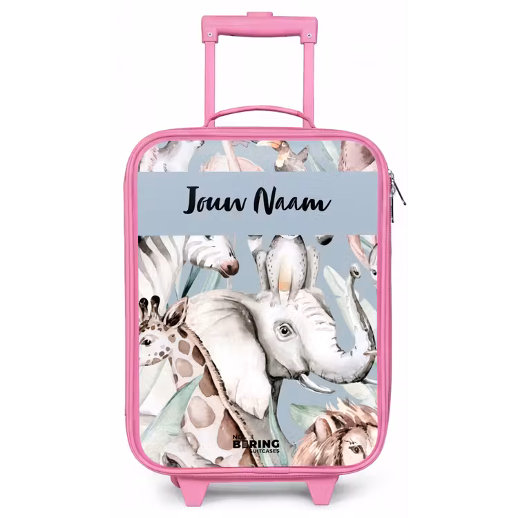 Jungle in Lichte Kleuren Kinderkoffer - Roze klein -zz3dotto