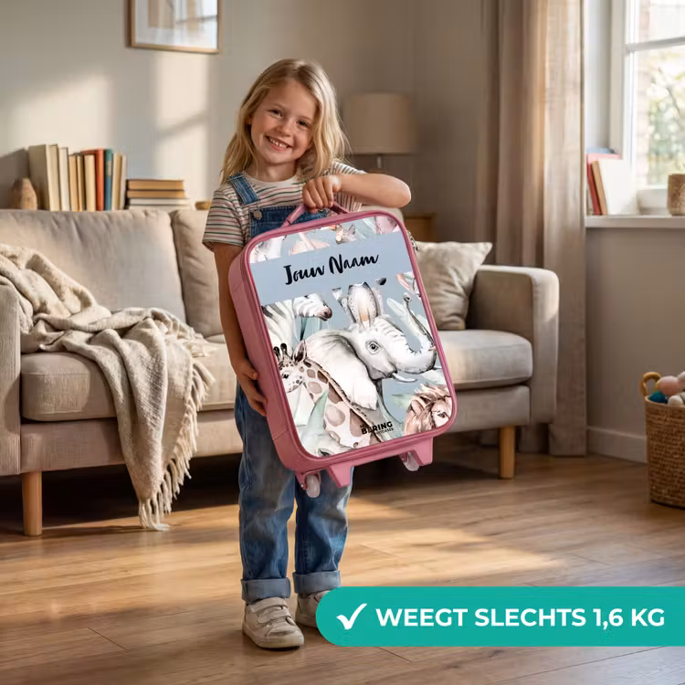 Jungle in Lichte Kleuren Kinderkoffer - Roze klein -sfeer2_NL