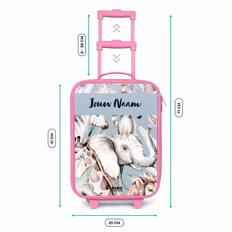 Jungle in Lichte Kleuren Kinderkoffer - Roze klein -productfoto_formaten