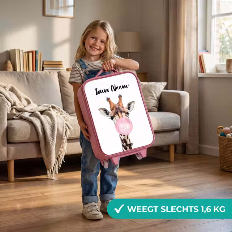 Kauwende Kobus Kinderkoffer - Roze klein -sfeer2_NL