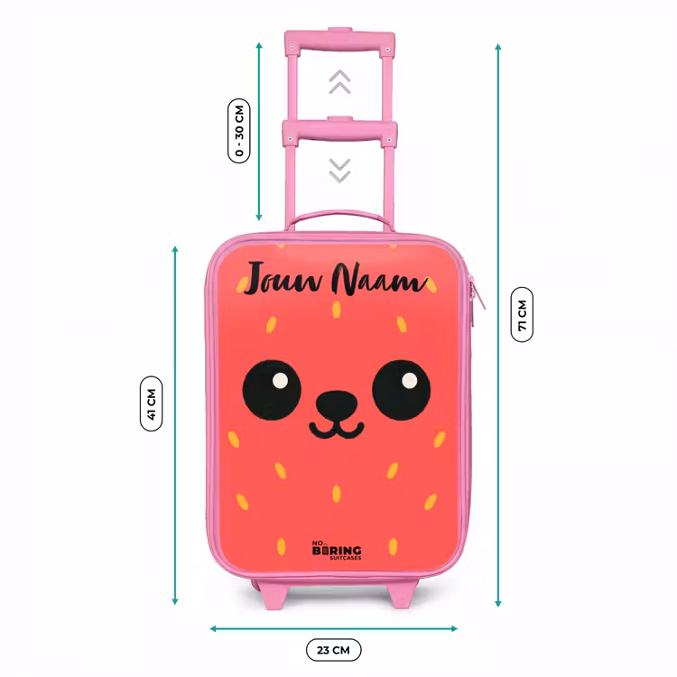 Kawai - Aardbei - Rood Kinderkoffer - Roze klein -productfoto_formaten