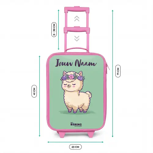 Kawai - Alpaca - Groen Kinderkoffer - Roze klein -productfoto_formaten