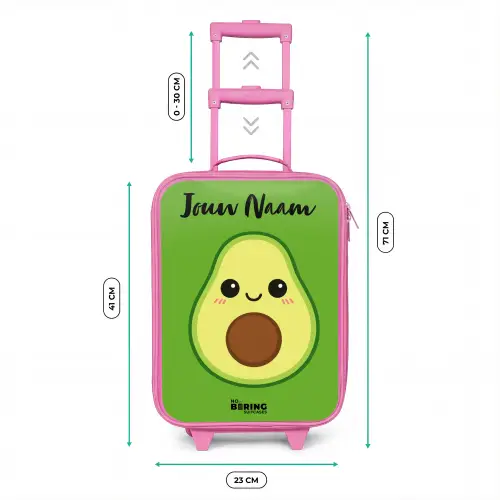 Kawai - Avocado - Groen Kinderkoffer - Roze klein -productfoto_formaten