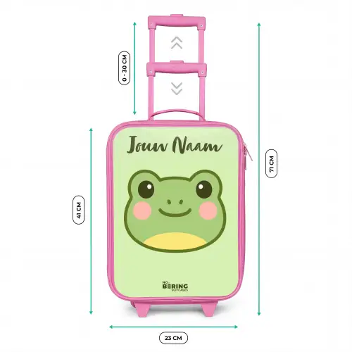 Kawai - Kikker - Groen Kinderkoffer - Roze klein -productfoto_formaten