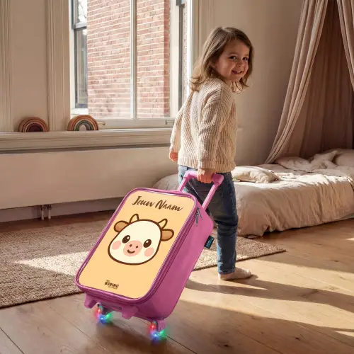 Kawai - Koe - Bruin Kinderkoffer - Roze klein -sfeer1
