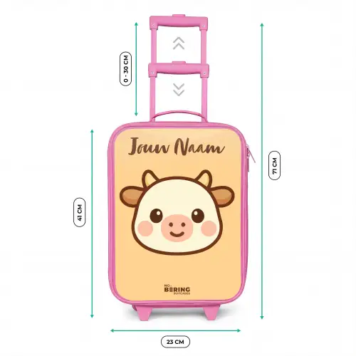 Kawai - Koe - Bruin Kinderkoffer - Roze klein -productfoto_formaten