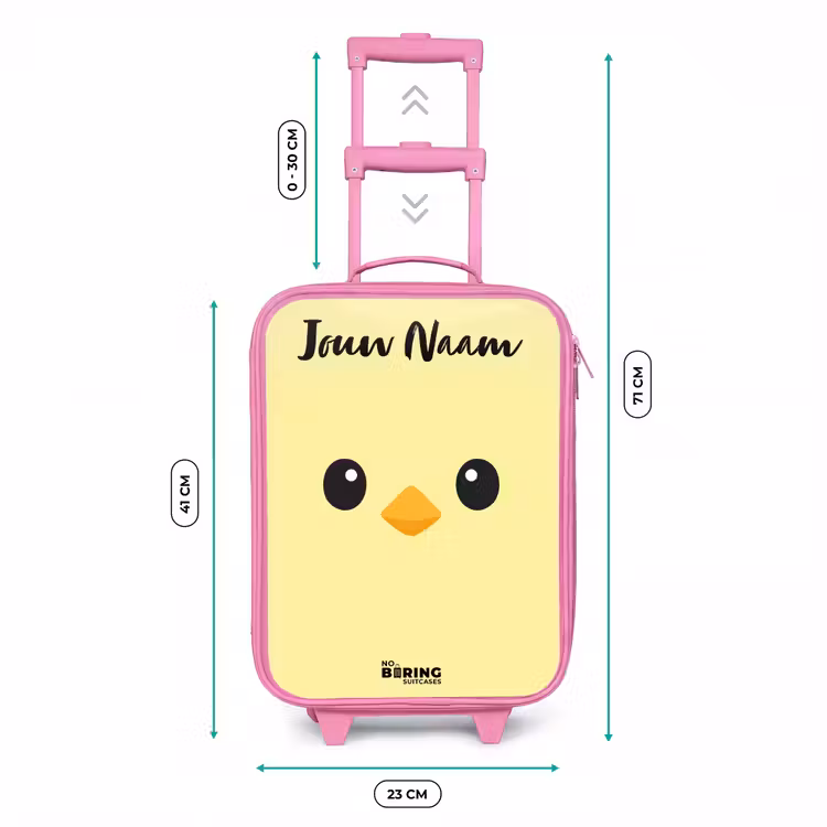 Kawai - Kuiken - Geel Kinderkoffer - Roze klein -productfoto_formaten