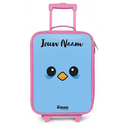 Kawai - Vogel - Blauw Kinderkoffer - Roze klein -zz3dotto