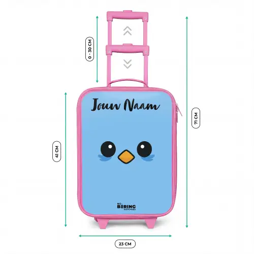 Kawai - Vogel - Blauw Kinderkoffer - Roze klein -productfoto_formaten