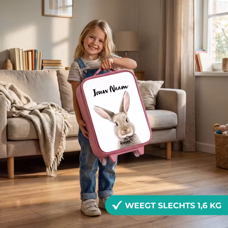 Koen Konijn Kinderkoffer - Roze klein -sfeer2_NL