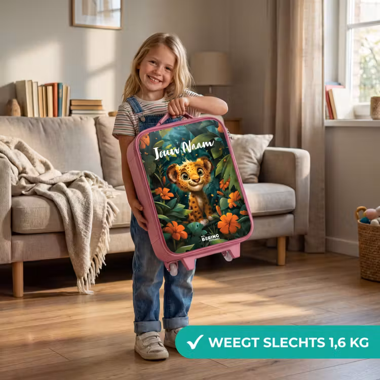 Liam luipaardje Kinderkoffer - Roze klein -sfeer2_NL