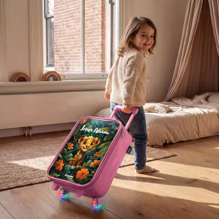 Liam luipaardje Kinderkoffer - Roze klein -sfeer1