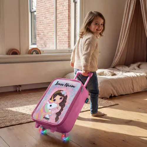 Meisje - Eenhoorn - Glitter Kinderkoffer - Roze klein -sfeer1
