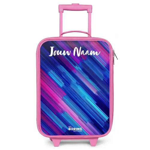 Neon - Strepen - Abstract - Blauw - Roze Kinderkoffer - Roze klein -zz3dotto