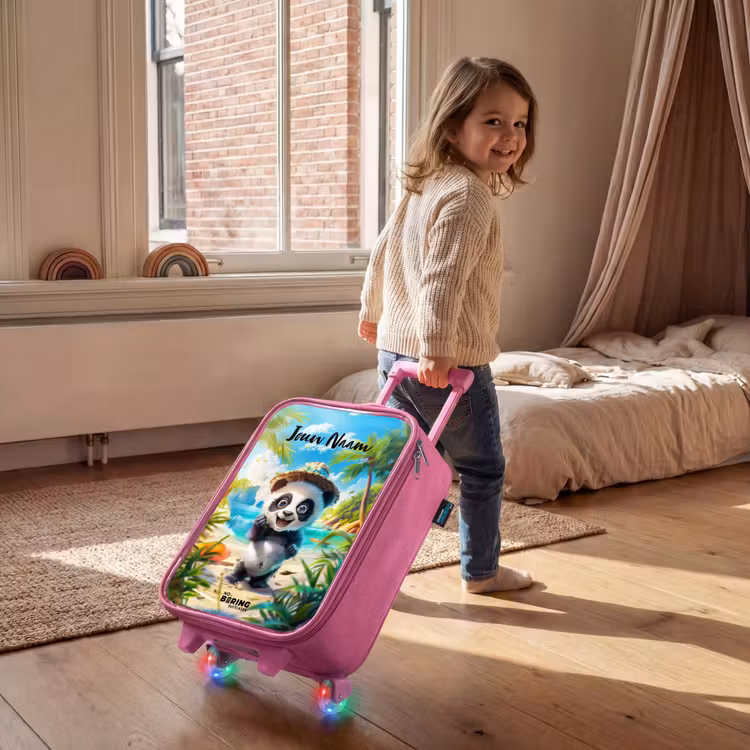 Pablo panda Kinderkoffer - Roze klein -sfeer1