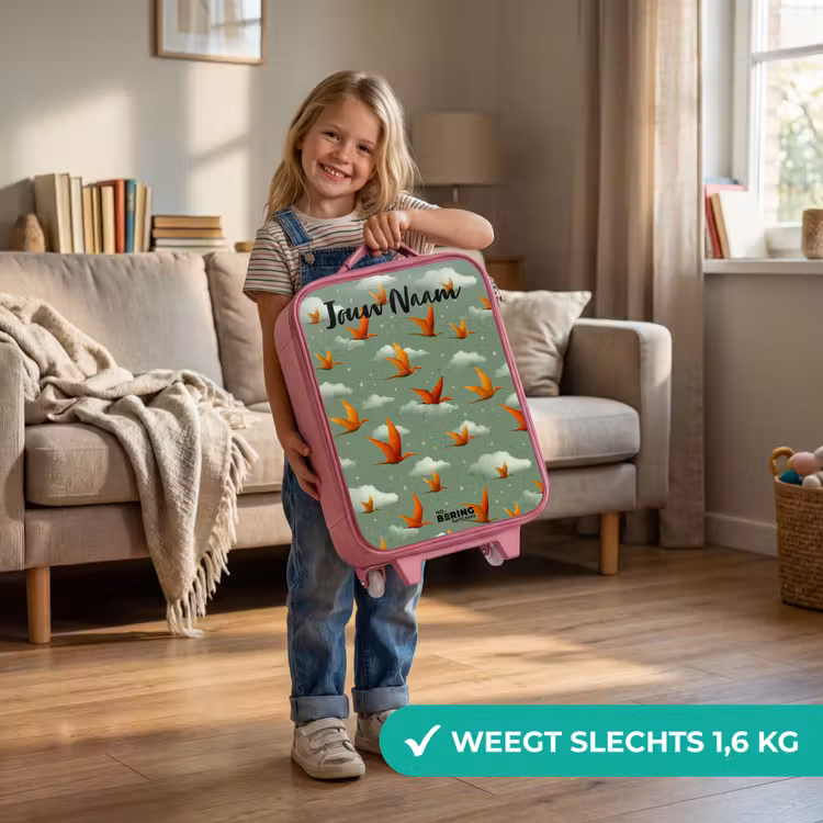 Patroon - Dino - Pterosaurussen Kinderkoffer - Roze klein -sfeer2_NL
