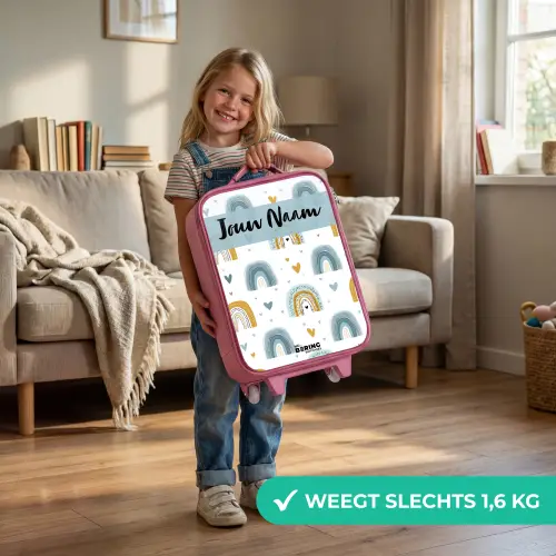 Patroon - Regenboog - Hartjes Kinderkoffer - Roze klein -sfeer2_NL