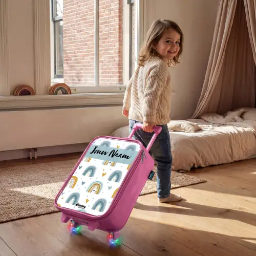 Patroon - Regenboog - Hartjes Kinderkoffer - Roze klein -sfeer1