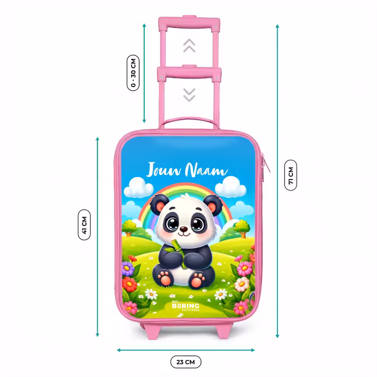 Pukkie Panda Kinderkoffer - Roze klein -productfoto_formaten