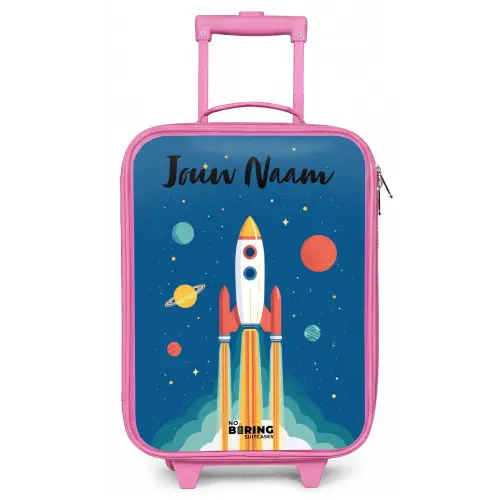 Raket - Planeet - Sterren - Veelkleurig Kinderkoffer - Roze klein -zz3dotto