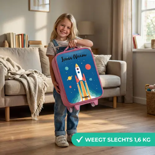 Raket - Planeet - Sterren - Veelkleurig Kinderkoffer - Roze klein -sfeer2_NL