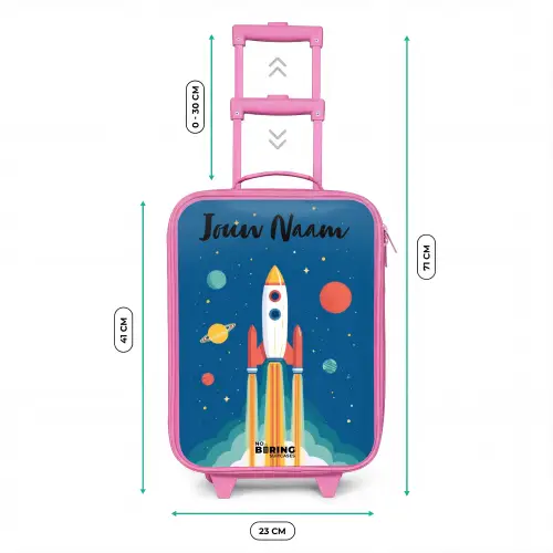Raket - Planeet - Sterren - Veelkleurig Kinderkoffer - Roze klein -productfoto_formaten