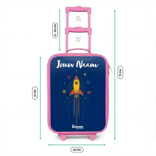 Raket - Planeten - Sterren Kinderkoffer - Roze klein -productfoto_formaten