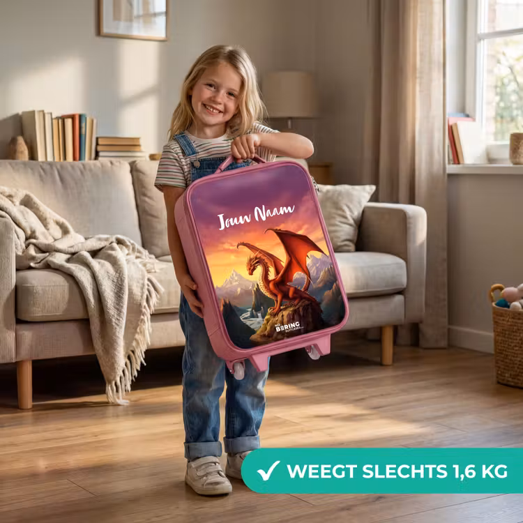 Rode reuzendraak Kinderkoffer - Roze klein -sfeer2_NL