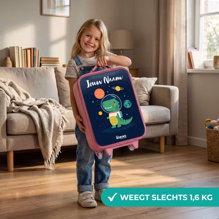 Ruimte - Dino - Planeten - Sterren Kinderkoffer - Roze klein -sfeer2_NL