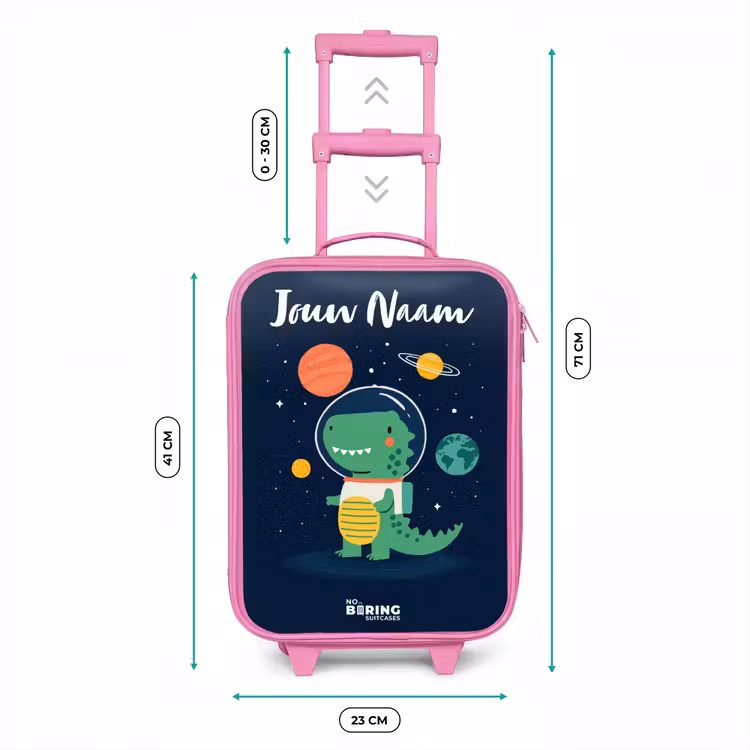 Ruimte - Dino - Planeten - Sterren Kinderkoffer - Roze klein -productfoto_formaten