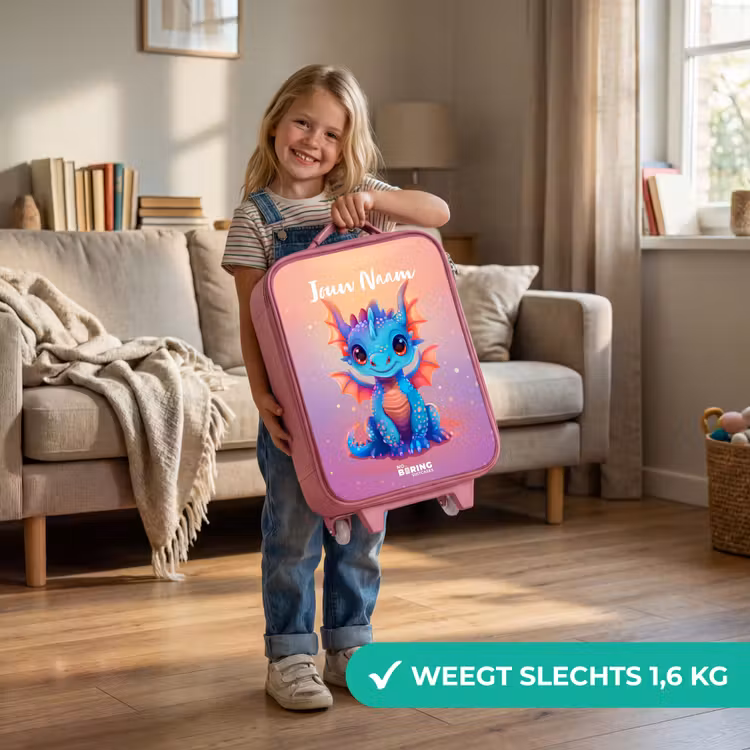 Schattige baby draak Kinderkoffer - Roze klein -sfeer2_NL