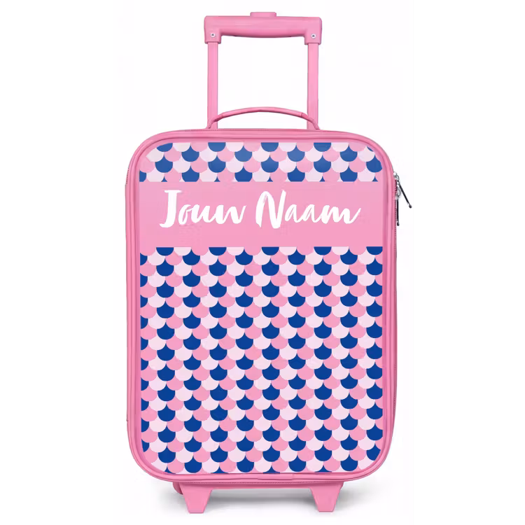 Schubben - Patroon - Blauw - Roze Kinderkoffer - Roze klein -zz3dotto