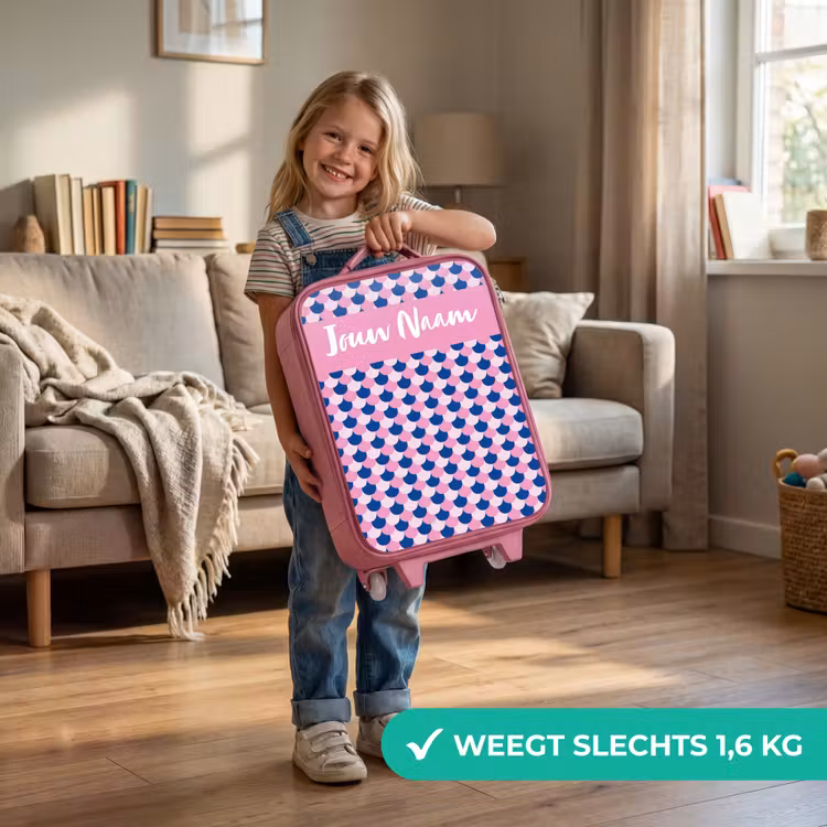 Schubben - Patroon - Blauw - Roze Kinderkoffer - Roze klein -sfeer2_NL