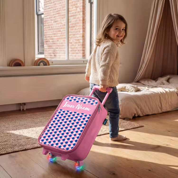 Schubben - Patroon - Blauw - Roze Kinderkoffer - Roze klein -sfeer1