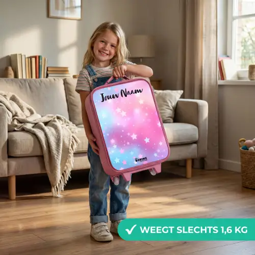 Sterren - Roze - Blauw Kinderkoffer - Roze klein -sfeer2_NL
