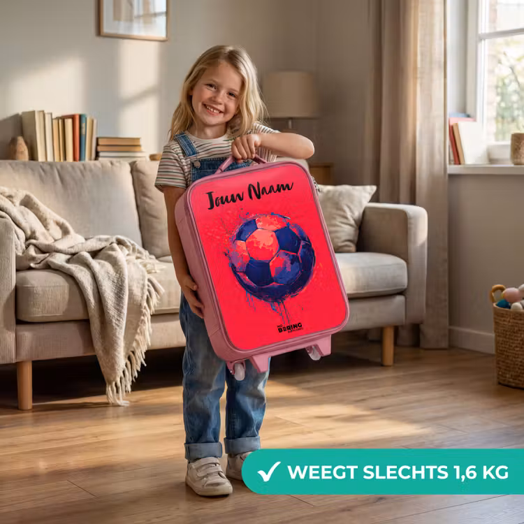 Voetbalvibes - Verf - Blauw - Rood Kinderkoffer - Roze klein -sfeer2_NL