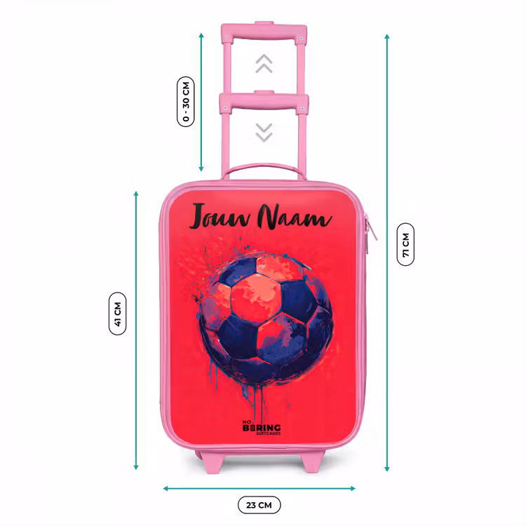 Voetbalvibes - Verf - Blauw - Rood Kinderkoffer - Roze klein -productfoto_formaten