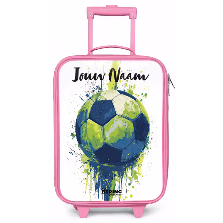 Voetbalvibes - Verf - Groen - Blauw Kinderkoffer - Roze klein -zz3dotto