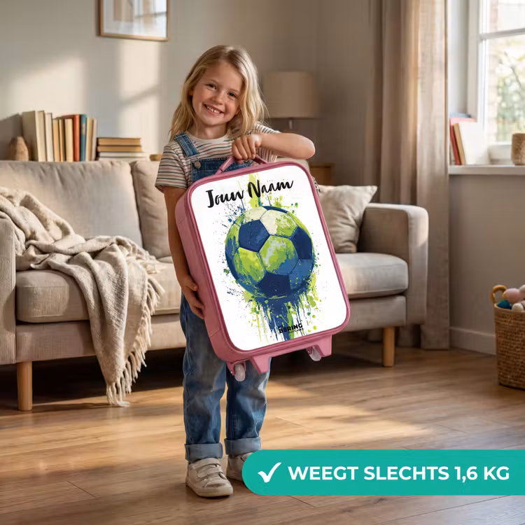 Voetbalvibes - Verf - Groen - Blauw Kinderkoffer - Roze klein -sfeer2_NL