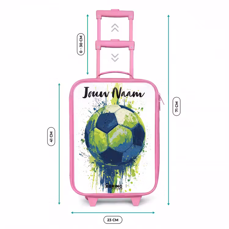 Voetbalvibes - Verf - Groen - Blauw Kinderkoffer - Roze klein -productfoto_formaten