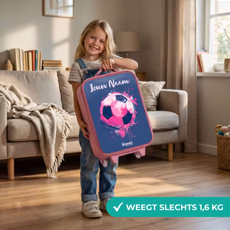 Voetbalvibes -  Verf - Roze - Blauw Kinderkoffer - Roze klein -sfeer2_NL